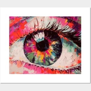 Oil painting of a big red eye. Posters and Art